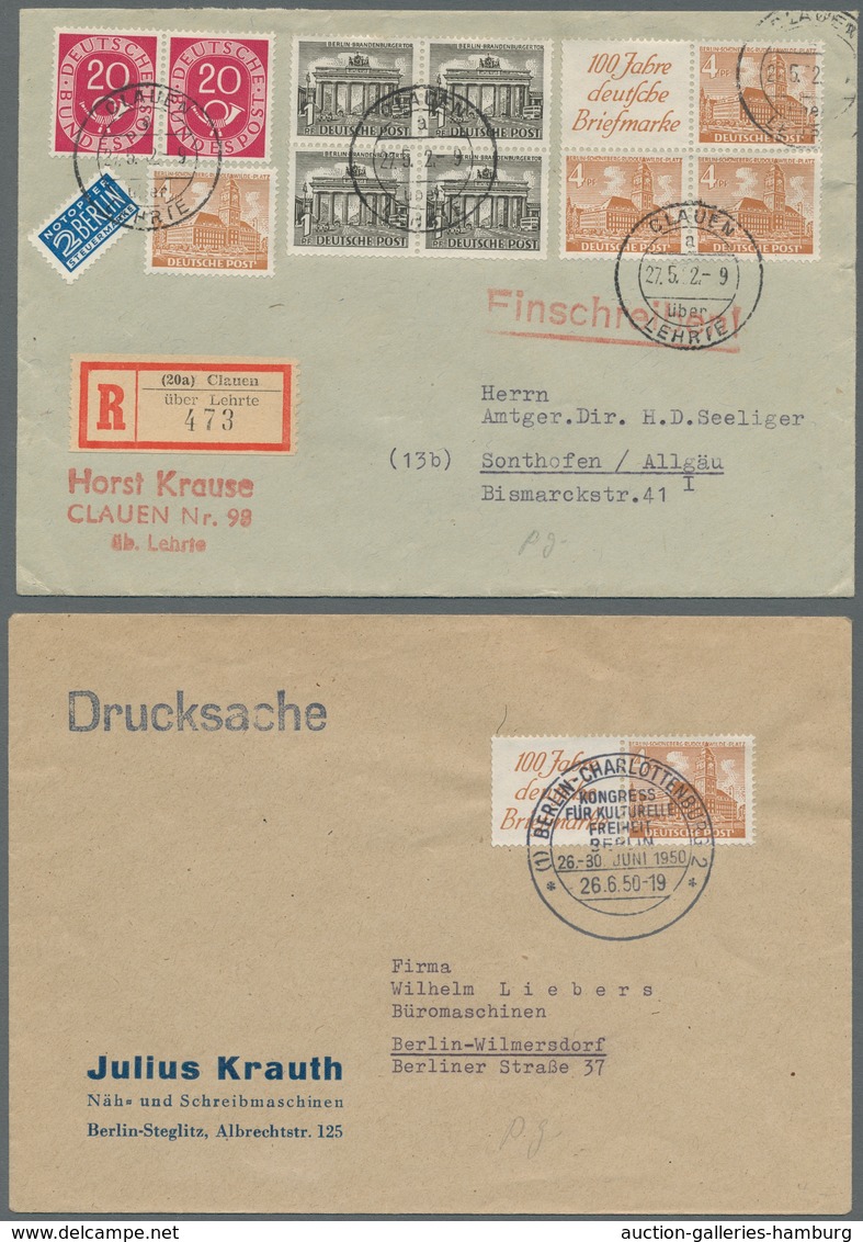 Berlin - Zusammendrucke: 1949, "Bauten I", Vier Portorichtig Frankierte Belege In Guter Erhaltung, D - Zusammendrucke