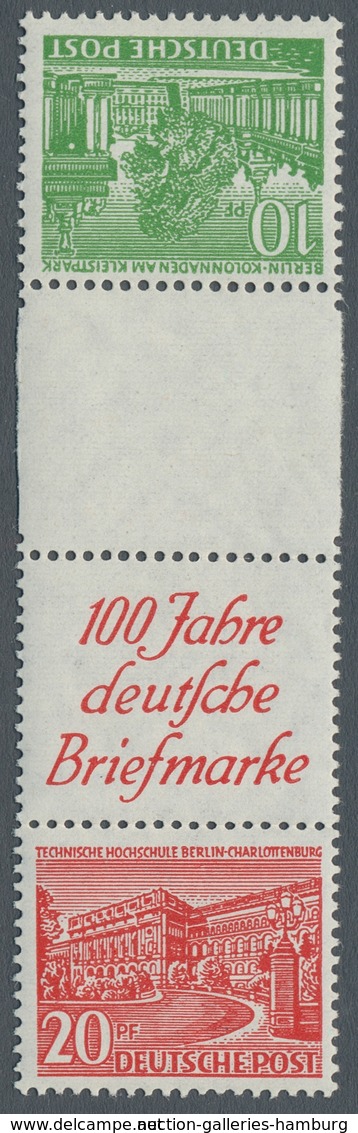 Berlin - Zusammendrucke: 1949, "10 Pfg. + Z + R 1 B + 20 Pfg. Bauten", Postfrischer Kehr-Zusammendru - Zusammendrucke