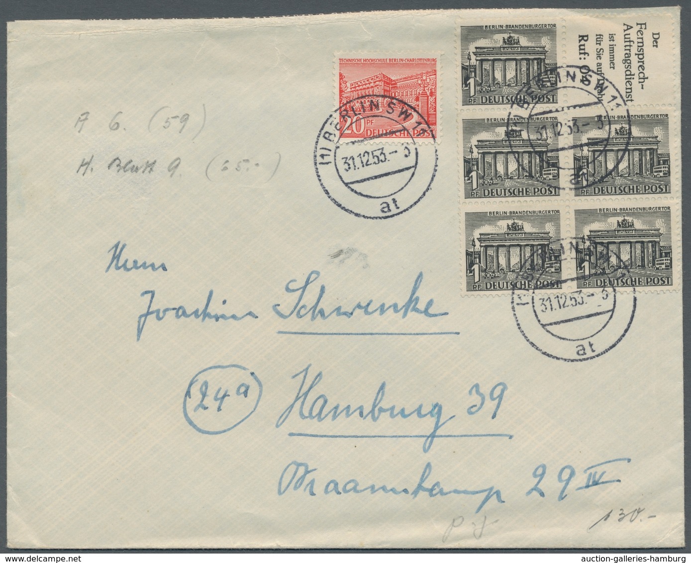 Berlin - Zusammendrucke: 1952, "1 Pfg. Bauten - Heftchenblatt", Sauber Gestempeltes Blatt Mit Zusatz - Se-Tenant