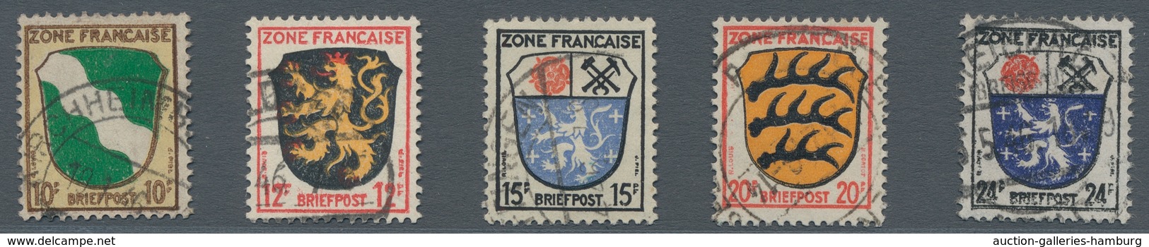 Französische Zone - Allgemeine Ausgabe: 1945, "1 Pfg. Bis 5 Mk. Freimarken", Sauber Gest. Satz, Die - Other & Unclassified