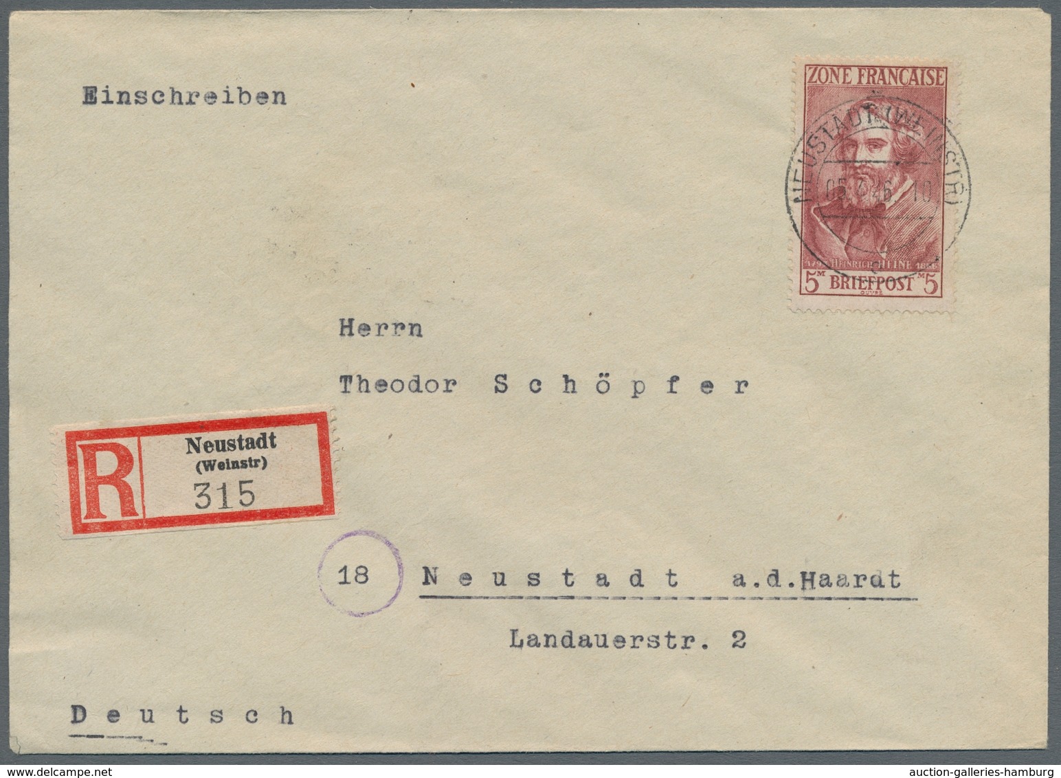 Französische Zone - Allgemeine Ausgabe: 1945, "1 Pfg. Bis 5 Mk. Wappen/Dichter", Sauber Gestempelt A - Other & Unclassified