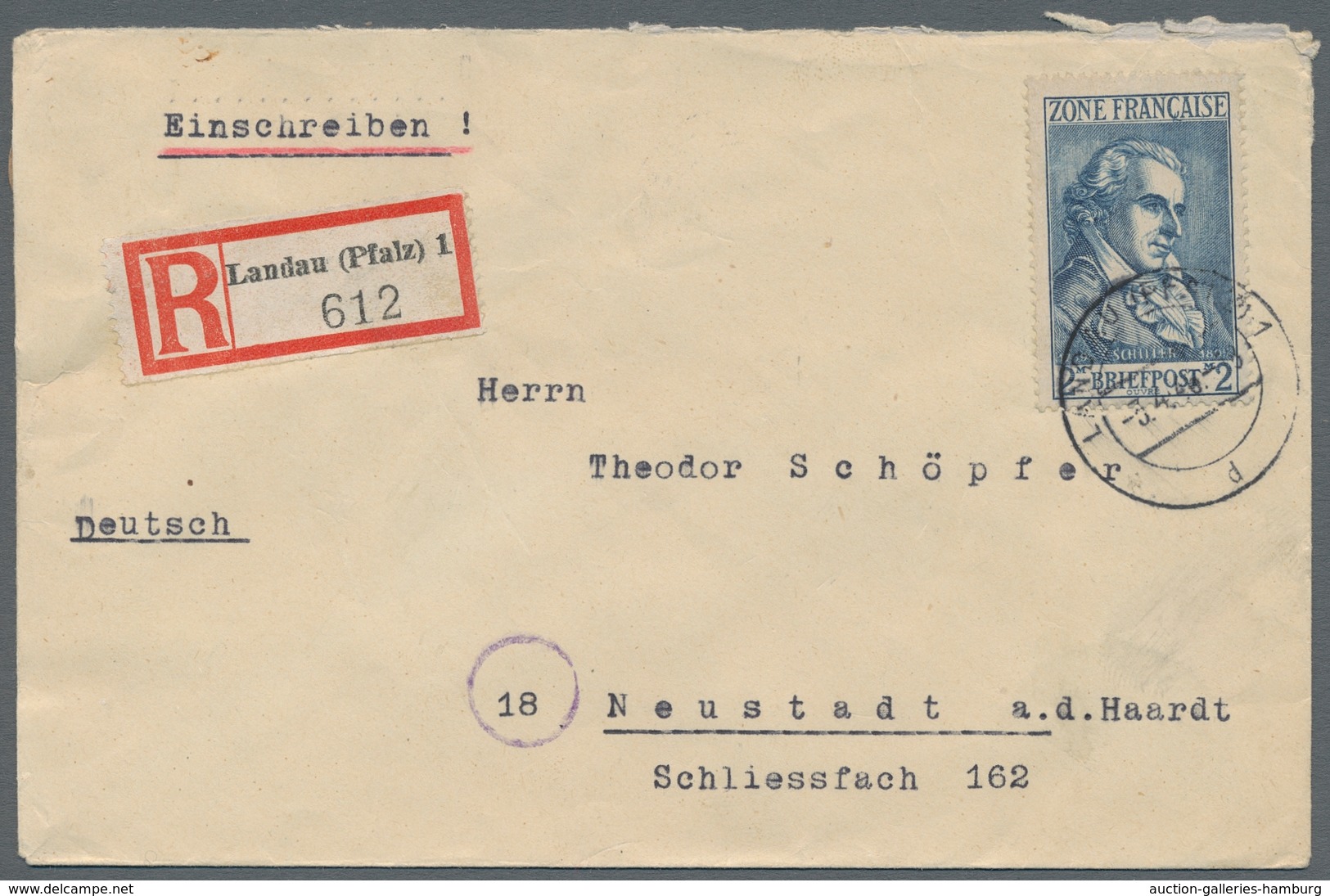 Französische Zone - Allgemeine Ausgabe: 1945, "1 Pfg. Bis 5 Mk. Wappen/Dichter", Sauber Gestempelt A - Other & Unclassified