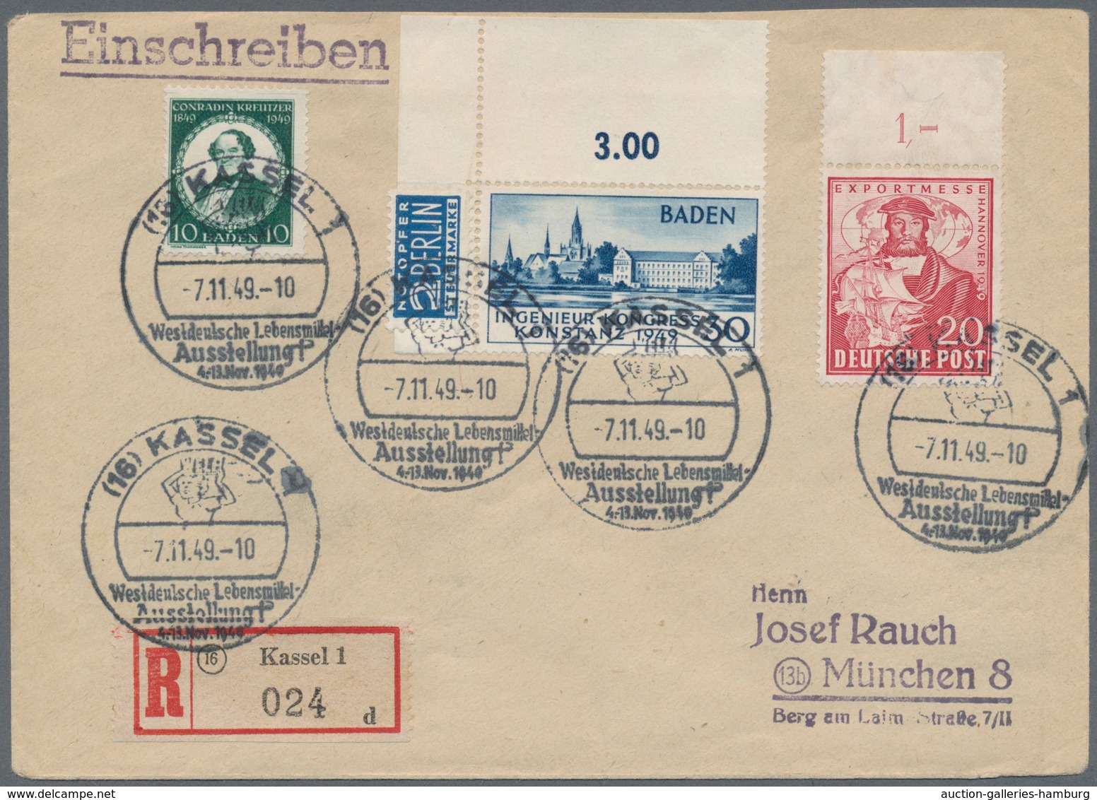 Französische Zone - Baden: 1949, 30 Pf. Ingenieurs-Kongress Zweite Auflage Als Große Linke Obere Bog - Other & Unclassified