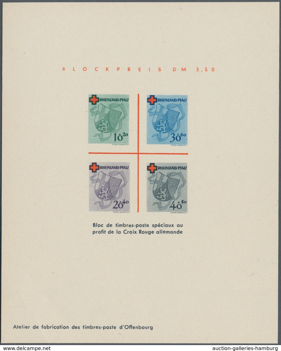 Französische Zone - Rheinland Pfalz: 1949, Wiederaufbau Freiburg Ministerblock Mit Druckvermerk In E - Andere & Zonder Classificatie