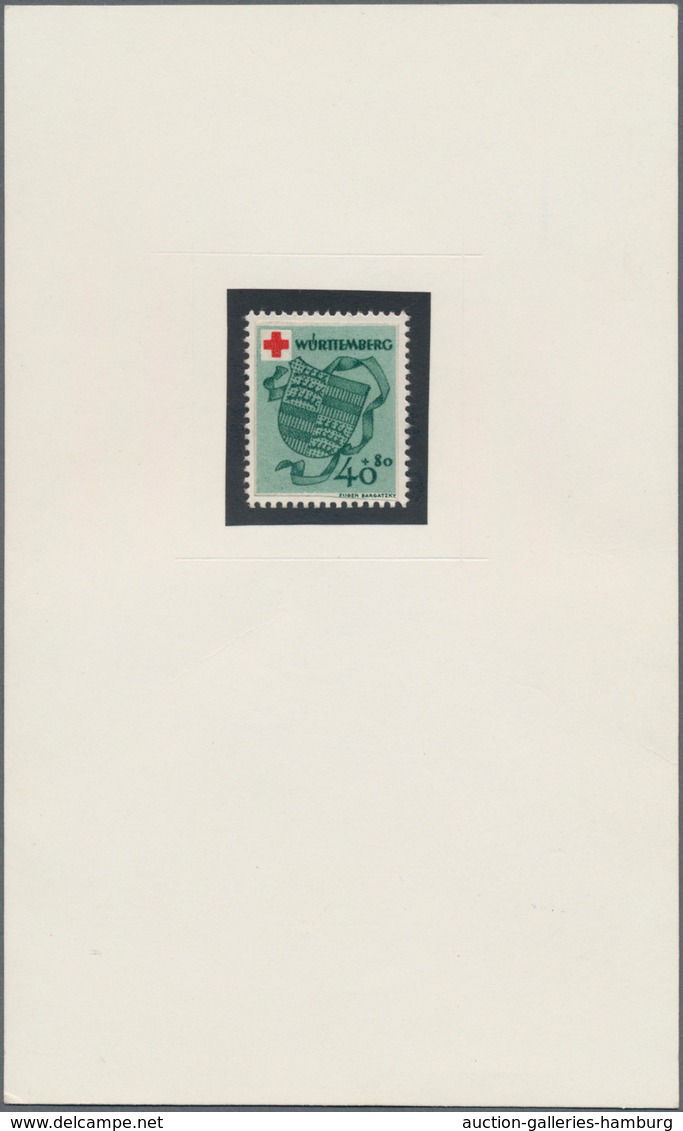 Französische Zone - Württemberg: 1949. Rot-Kreuz 40+80 Pf: Ungezähnte Probe (auf Vorlagenkarton) In - Sonstige & Ohne Zuordnung