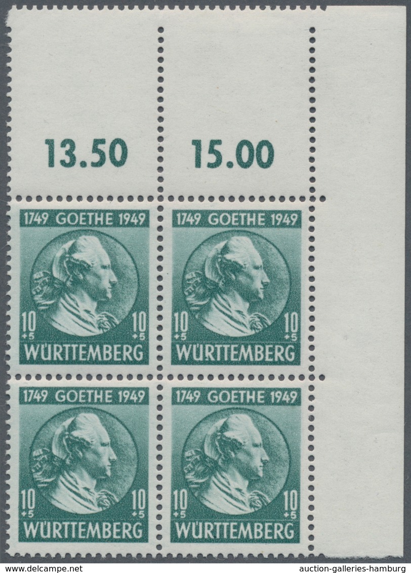 Französische Zone - Württemberg: 1949, 20. Geburtstag Von J. W. Von Goethe 10 + 5 Pf In Zwei Typen I - Sonstige & Ohne Zuordnung