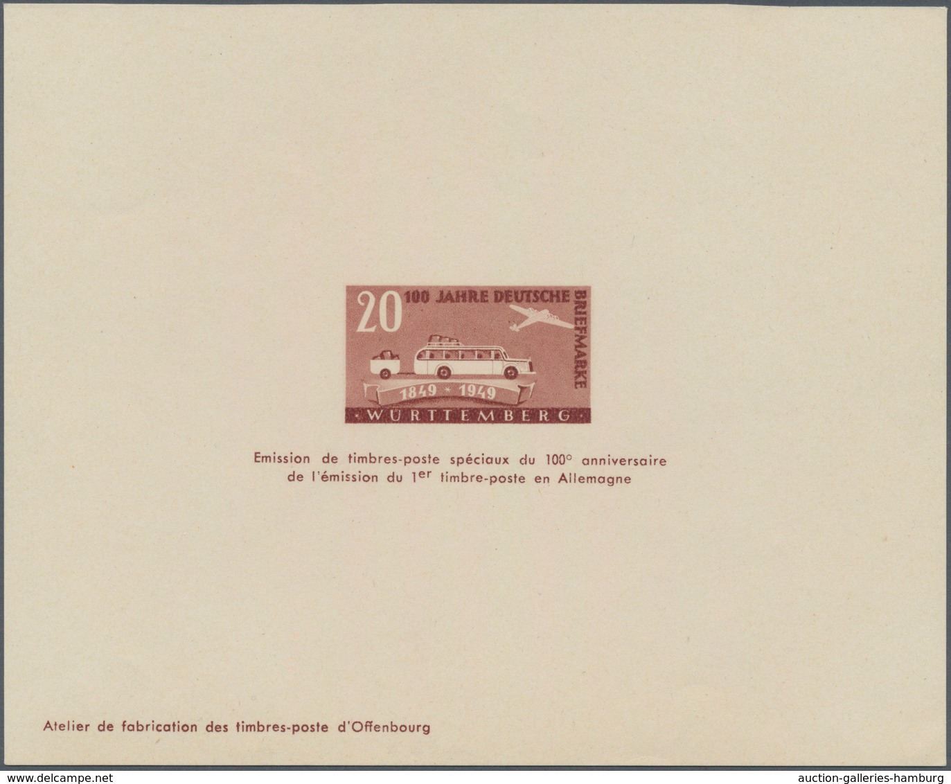 Französische Zone - Württemberg: 1949, 10 Pf Und 20 Pf 100 Jahre Deutsche Briefmarken Im Kompletten - Otros & Sin Clasificación