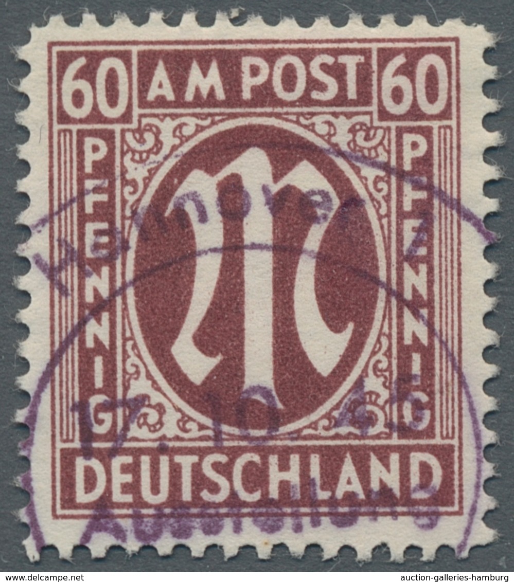 Bizone: 1945, AM-Post 60 Pfennig Karminbraun Vom Deutschen Druck In Linienzähnung 11 1/2 Und In Papi - Autres & Non Classés