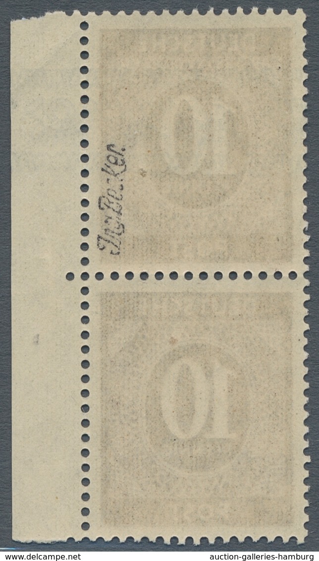 Bizone: 1948, Bandaufdruck Auf 10 Pfennig Ziffer, Senkrechtes Paar Obere Marke Mit, Untere Marke Ohn - Other & Unclassified