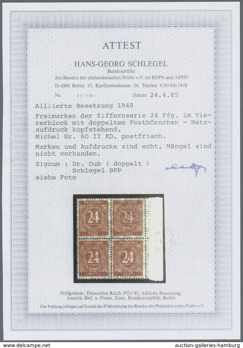 Bizone: 1948, "Ziffern Mit Band/Netzaufdruck Mit Varianten", Sechs Postfrische Werte In Tadelloser E - Sonstige & Ohne Zuordnung