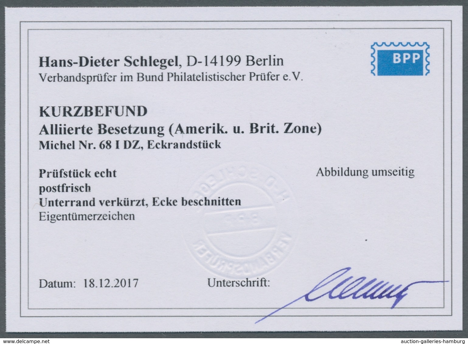 Bizone: 1948, Ziffernserie Mit Bandaufdruck 84 Pfennig Tadellos Postfrische Linke Untere Bogenecke M - Andere & Zonder Classificatie