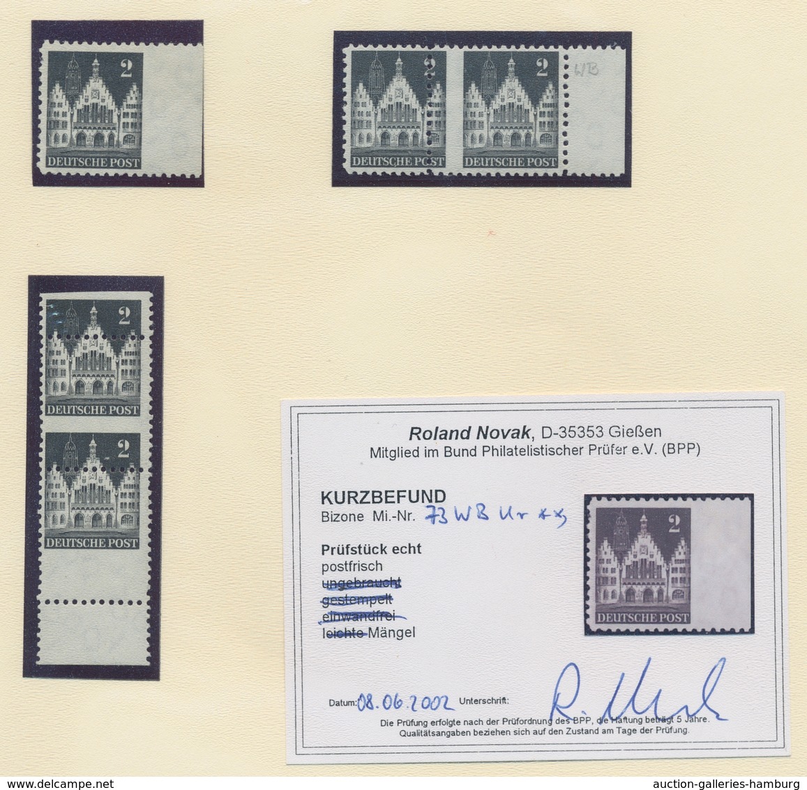Bizone: 1948, Bauten-Spezialsammlung Von 35 Weit- Und Enggezähnten Werten Der 2 Pfennig Schwarz Auf - Autres & Non Classés