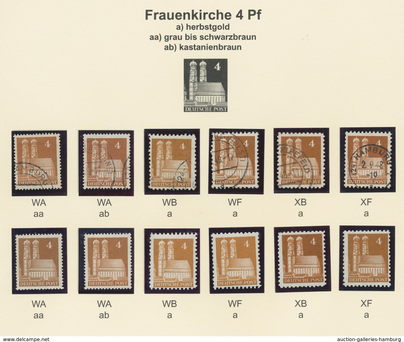 Bizone: 1948, Bauten-Spezialsammlung Von 38 Weit- Und Enggezähnten Werten Der 4 Pfennig Braun Auf Se - Sonstige & Ohne Zuordnung