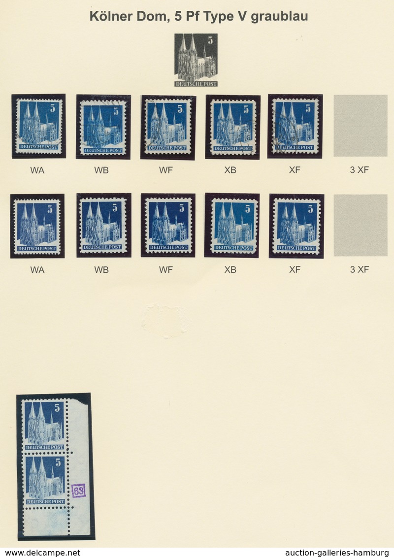 Bizone: 1948, Bauten-Spezialsammlung Von 43 Weit- Und Enggezähnten Werten Der 5 Pfennig Ultramarin A - Otros & Sin Clasificación