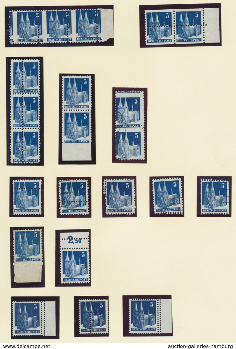 Bizone: 1948, Bauten-Spezialsammlung Von 43 Weit- Und Enggezähnten Werten Der 5 Pfennig Ultramarin A - Sonstige & Ohne Zuordnung