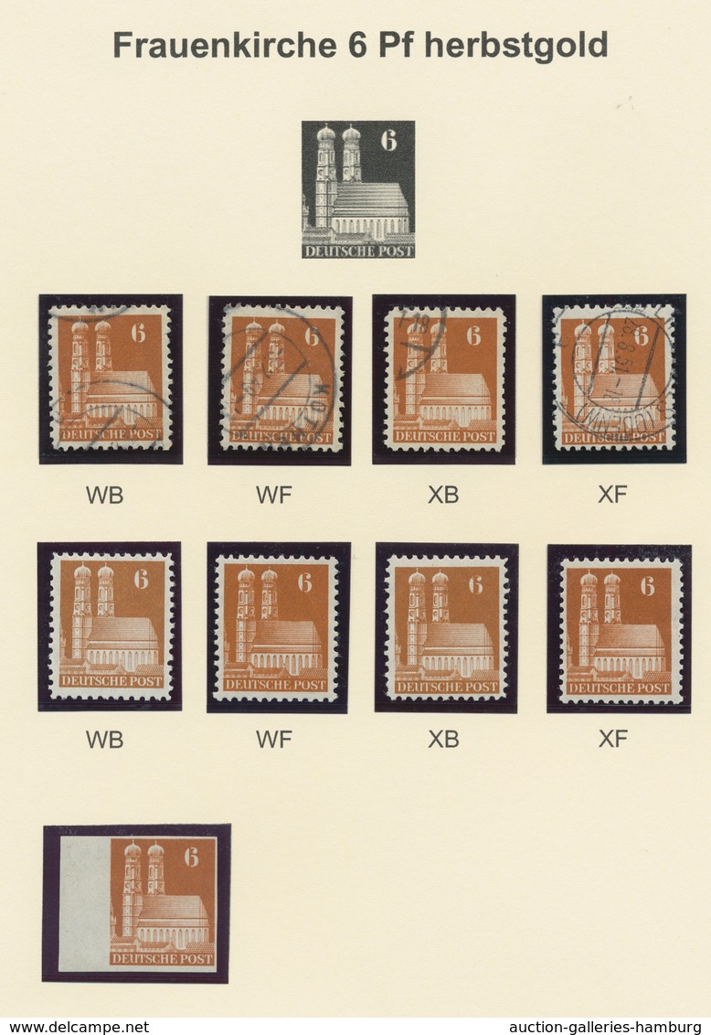 Bizone: 1948, Bauten-Spezialsammlung Von 46 Weit- Und Enggezähnten Werten Der 6 Pfennig Braunorange - Andere & Zonder Classificatie