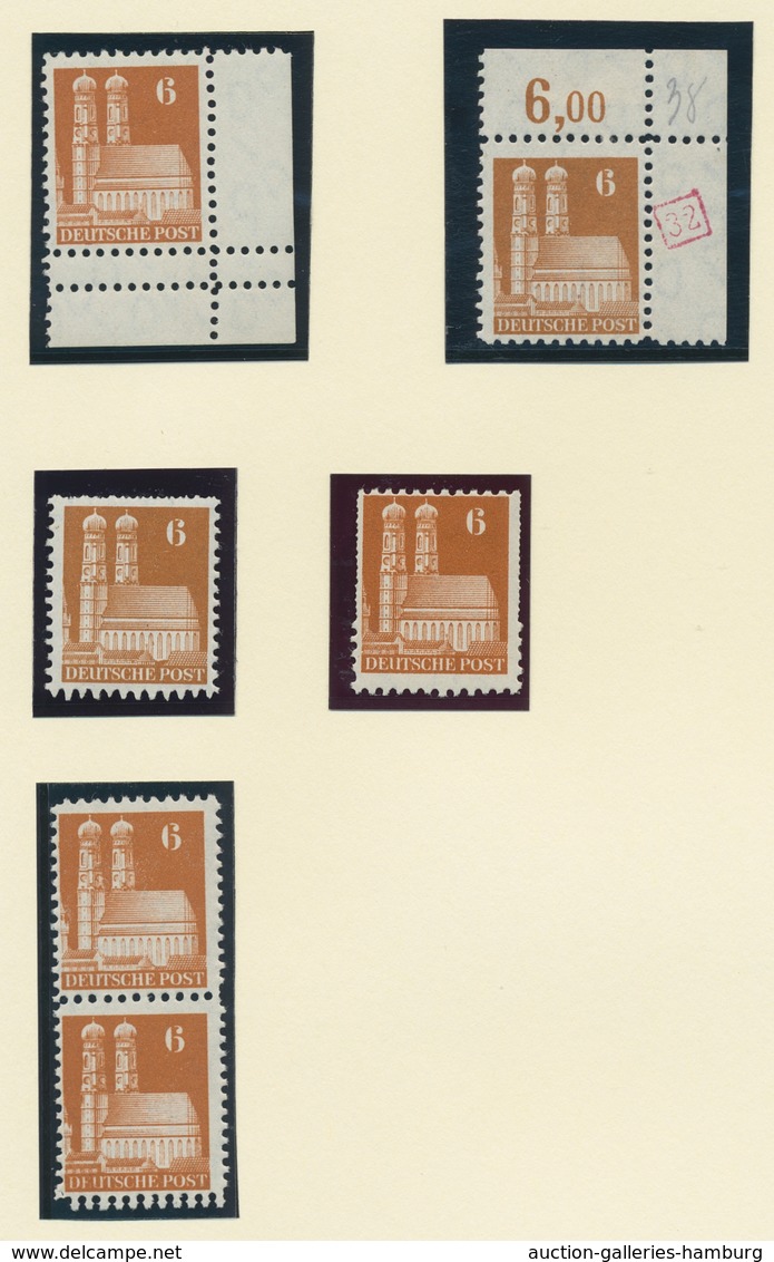 Bizone: 1948, Bauten-Spezialsammlung Von 46 Weit- Und Enggezähnten Werten Der 6 Pfennig Braunorange - Autres & Non Classés