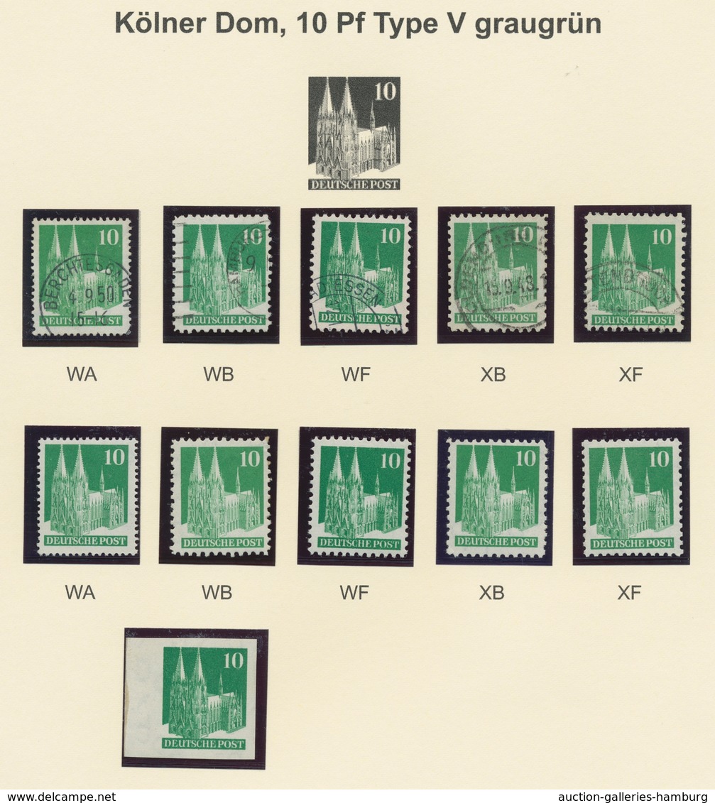 Bizone: 1948, Bauten-Spezialsammlung Von 76 Weit- Und Enggezähnten Werten Der 10 Pfennig Grün Auf Se - Otros & Sin Clasificación