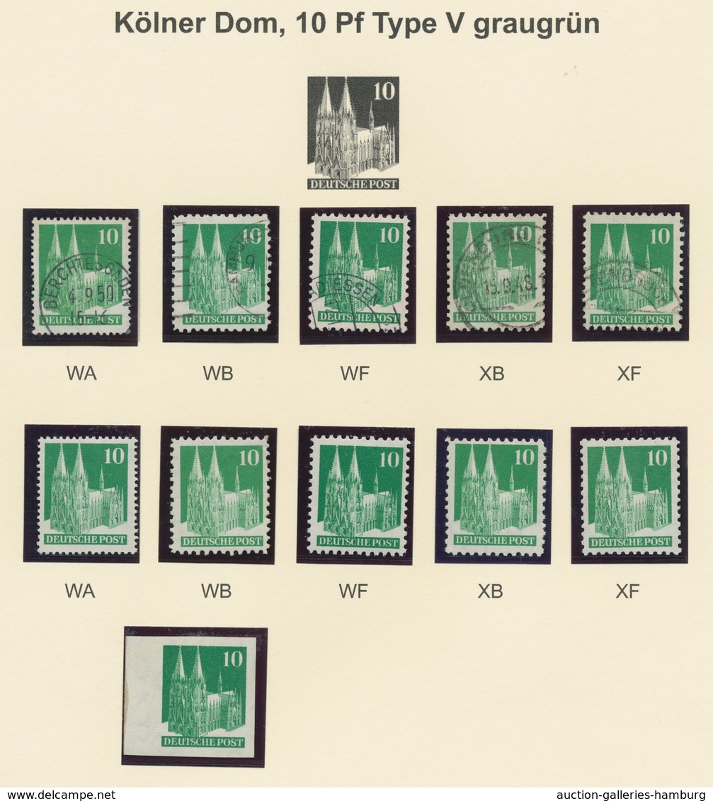 Bizone: 1948, Bauten-Spezialsammlung Von 76 Weit- Und Enggezähnten Werten Der 10 Pfennig Grün Auf Se - Autres & Non Classés