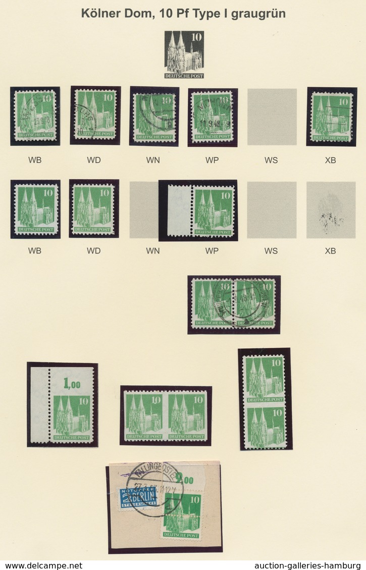 Bizone: 1948, Bauten-Spezialsammlung Von 76 Weit- Und Enggezähnten Werten Der 10 Pfennig Grün Auf Se - Otros & Sin Clasificación