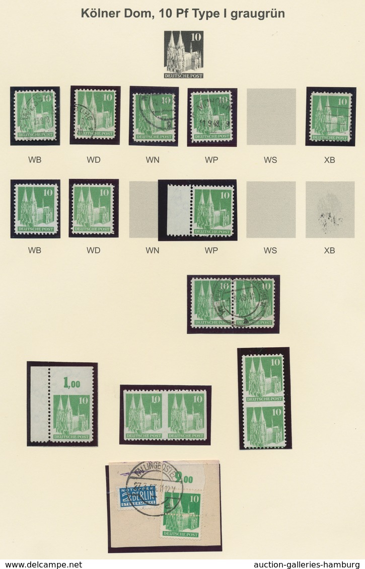 Bizone: 1948, Bauten-Spezialsammlung Von 76 Weit- Und Enggezähnten Werten Der 10 Pfennig Grün Auf Se - Other & Unclassified