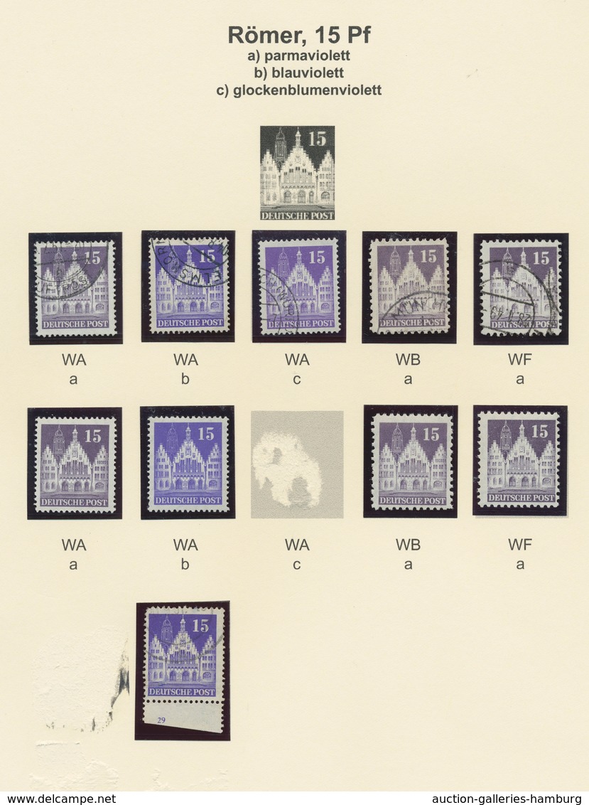 Bizone: 1948, Bauten-Spezialsammlung Von 27 Weit- Und Enggezähnten Werten Der 15 Pfennig Orange Und - Autres & Non Classés