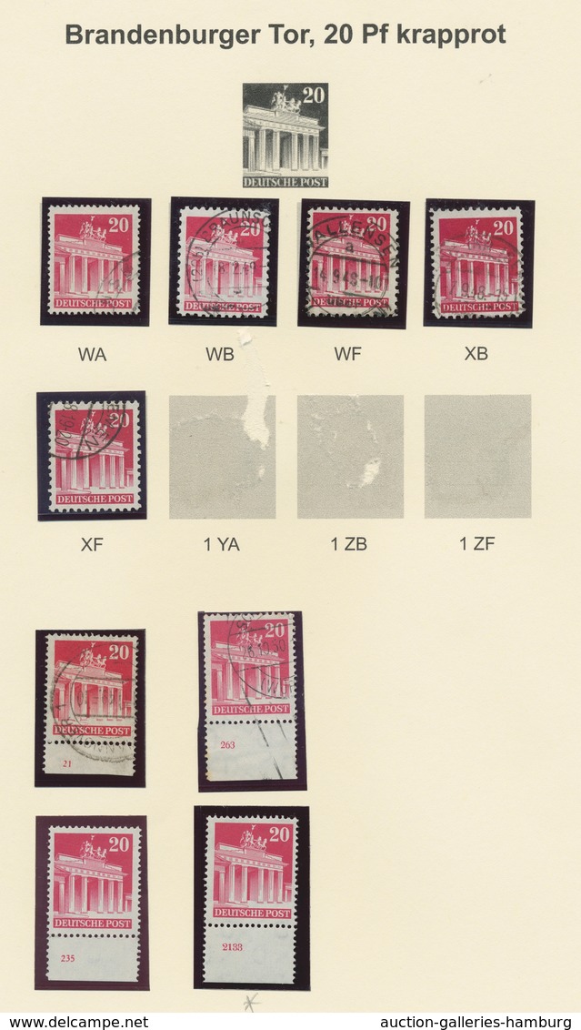 Bizone: 1948, Bauten-Spezialsammlung Von 74 Weit- Und Enggezähnten Werten Der 20 Pfennig Karminrot A - Otros & Sin Clasificación