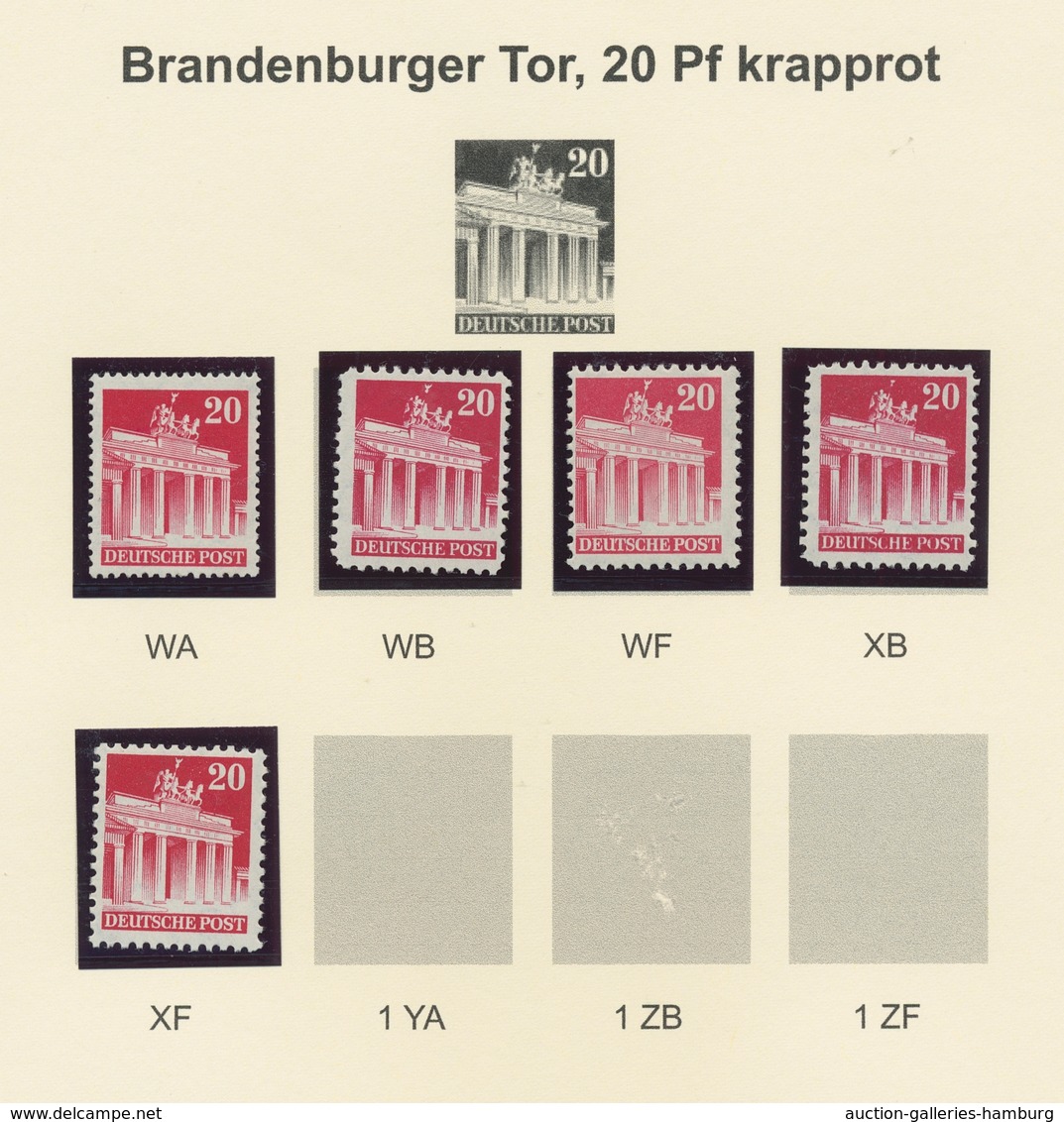 Bizone: 1948, Bauten-Spezialsammlung Von 74 Weit- Und Enggezähnten Werten Der 20 Pfennig Karminrot A - Sonstige & Ohne Zuordnung