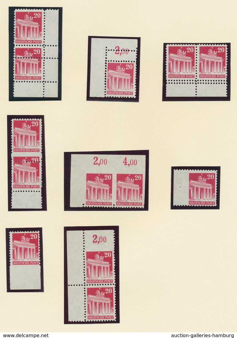 Bizone: 1948, Bauten-Spezialsammlung Von 74 Weit- Und Enggezähnten Werten Der 20 Pfennig Karminrot A - Otros & Sin Clasificación