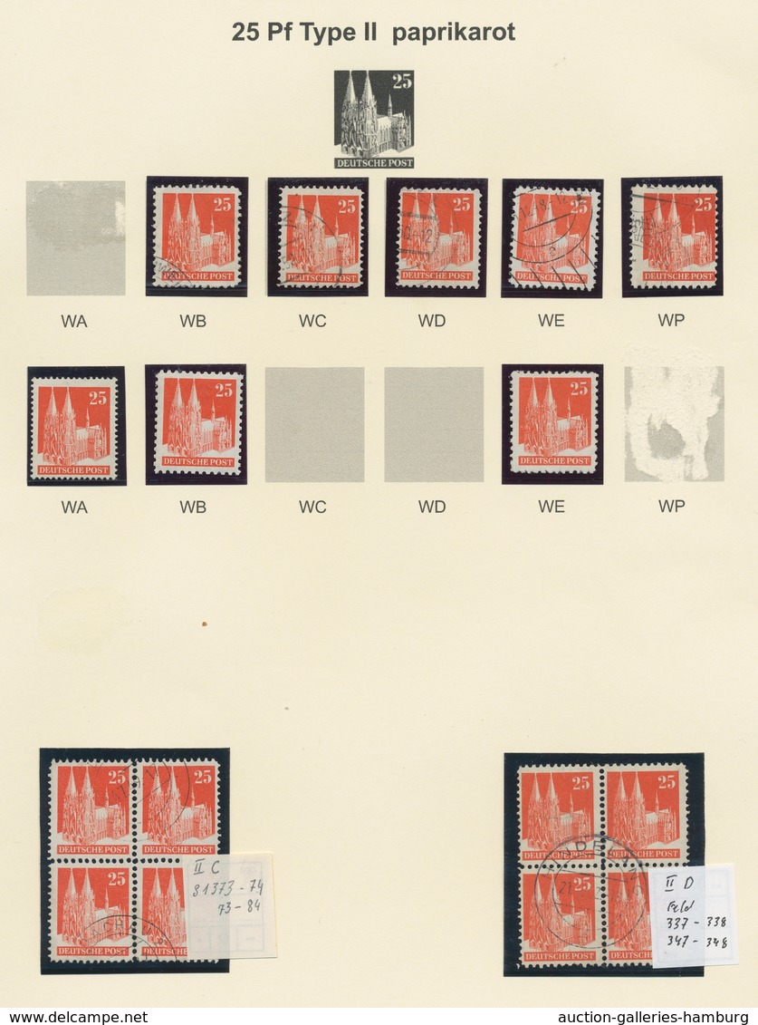 Bizone: 1948, Bauten-Spezialsammlung Von 61 Weit- Und Enggezähnten Werten Der 25 Pfennig Orangerot A - Autres & Non Classés