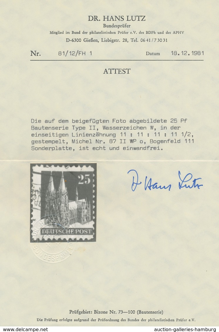 Bizone: 1948, Bauten-Spezialsammlung Von 61 Weit- Und Enggezähnten Werten Der 25 Pfennig Orangerot A - Autres & Non Classés