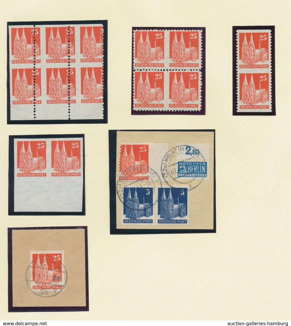 Bizone: 1948, Bauten-Spezialsammlung Von 61 Weit- Und Enggezähnten Werten Der 25 Pfennig Orangerot A - Sonstige & Ohne Zuordnung