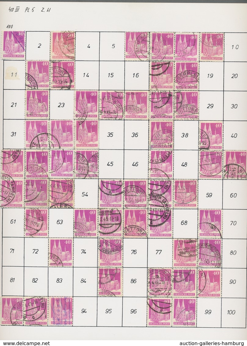 Bizone: 1948, Bauten 40 Pfennig Lilapurpur Bis Lebhaftpurpur In Type III. Partie In Einem Album Mit - Otros & Sin Clasificación