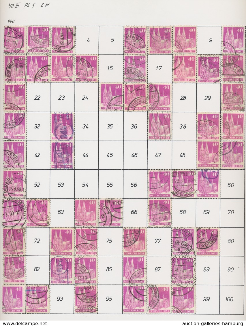 Bizone: 1948, Bauten 40 Pfennig Lilapurpur Bis Lebhaftpurpur In Type III. Partie In Einem Album Mit - Otros & Sin Clasificación