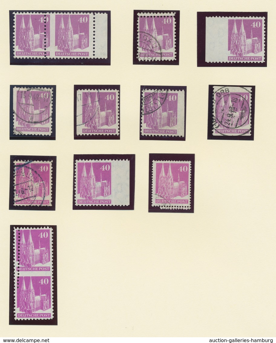 Bizone: 1948, Bauten-Spezialsammlung Von Etwa 120 Weit- Und Enggezähnten Werten Der 40 Pfennig Purpu - Other & Unclassified