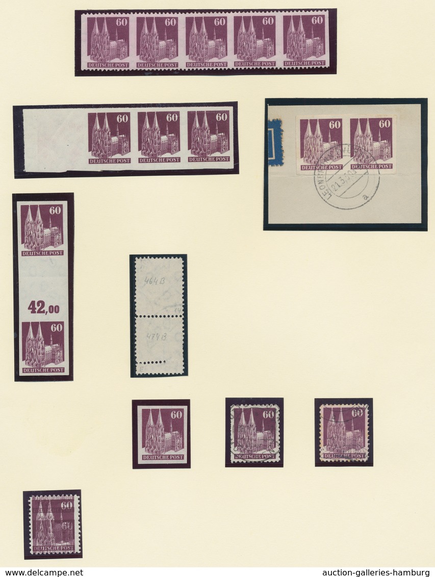 Bizone: 1948, Bauten-Spezialsammlung von über 110 weit- und enggezähnten Werte der 60 Pfennig lila a