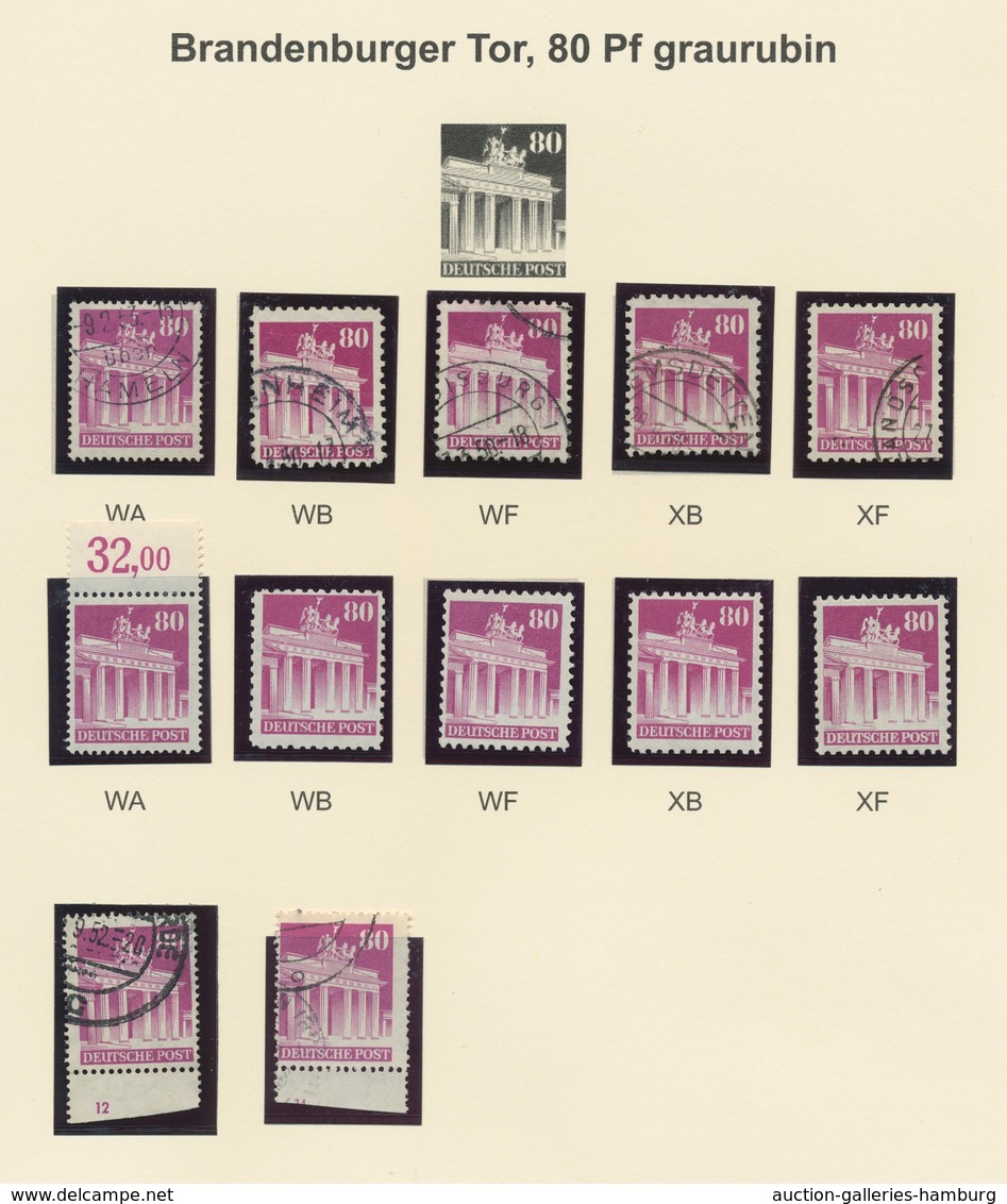 Bizone: 1948, Bauten-Spezialsammlung Von 34 Weit- Und Enggezähnten Werten Der 80 Pfennig Dunkelkarmi - Altri & Non Classificati