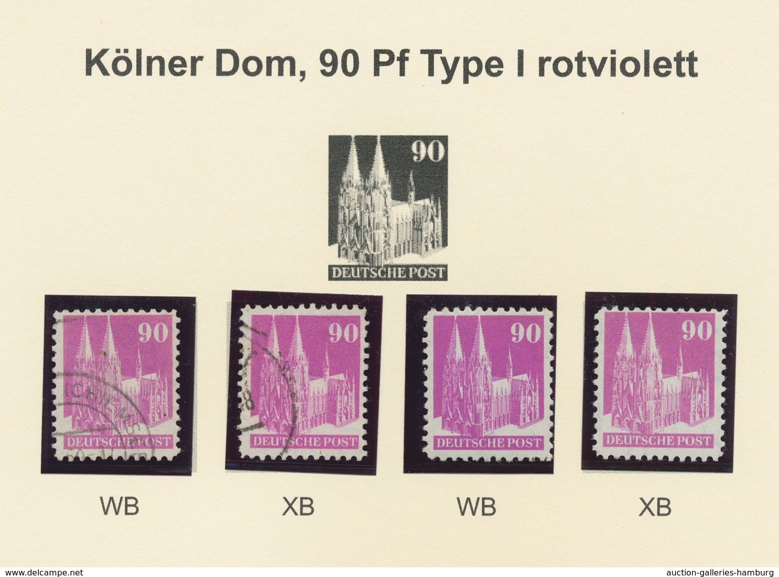 Bizone: 1948, Bauten-Spezialsammlung Von 94 Weit- Und Enggezähnten Werten Der 90 Pfennig Purpur Auf - Autres & Non Classés