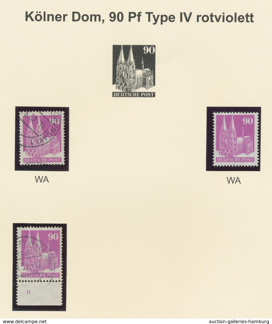 Bizone: 1948, Bauten-Spezialsammlung von 94 weit- und enggezähnten Werten der 90 Pfennig purpur auf
