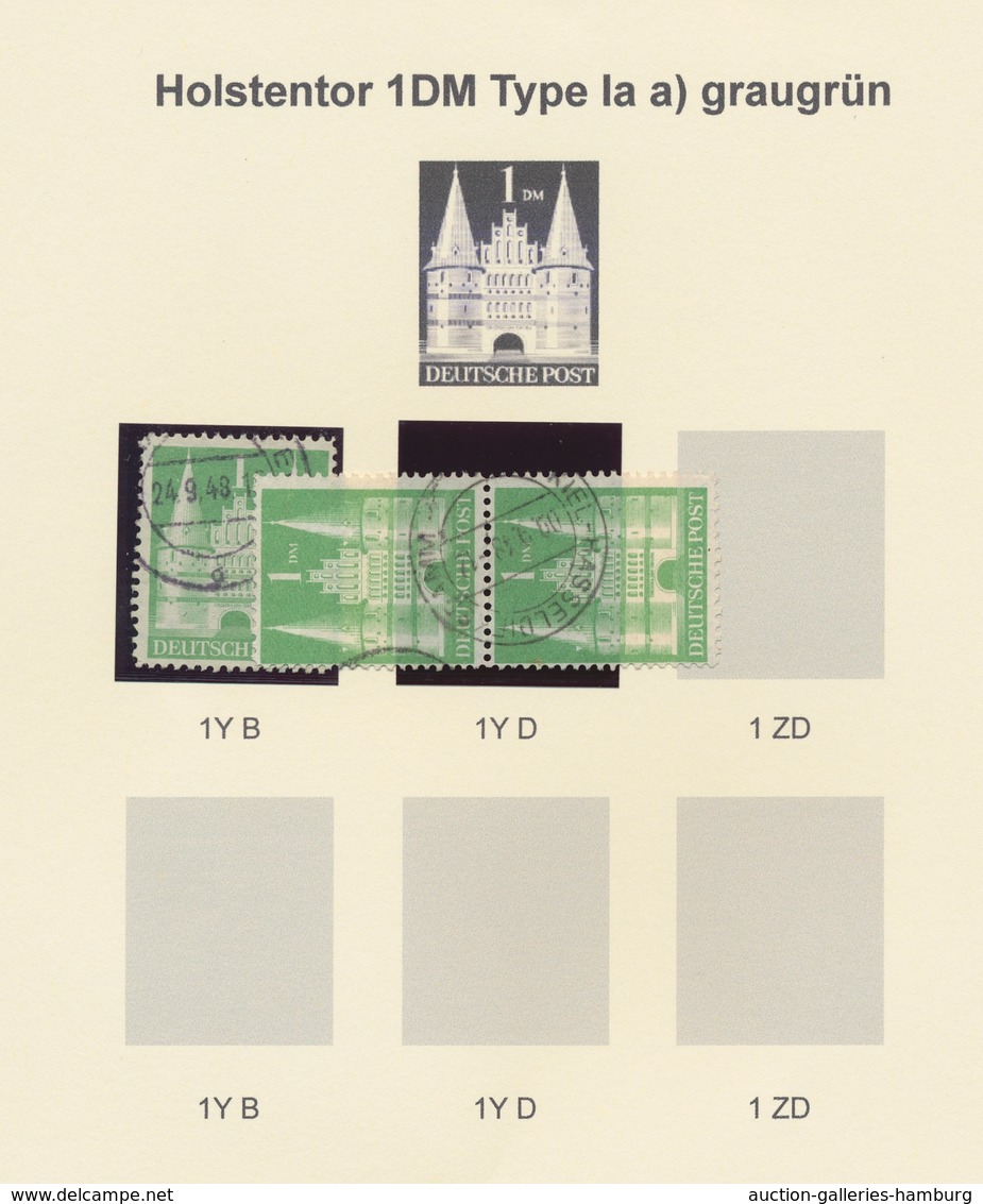 Bizone: 1948, Postfrische Und Gestempelte Bauten-Spezialsammlung Von 38 Weit- Und Enggezähnten Werte - Autres & Non Classés