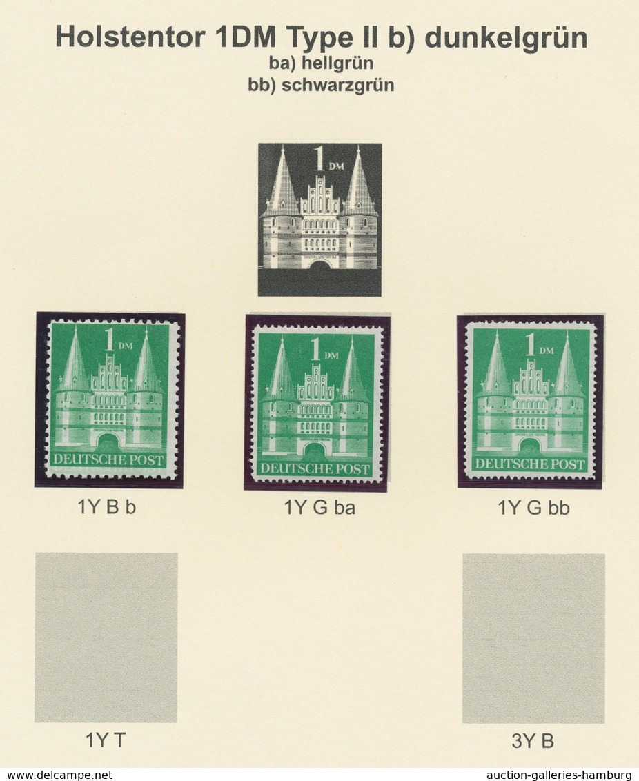 Bizone: 1948, postfrische und gestempelte Bauten-Spezialsammlung von 38 weit- und enggezähnten Werte