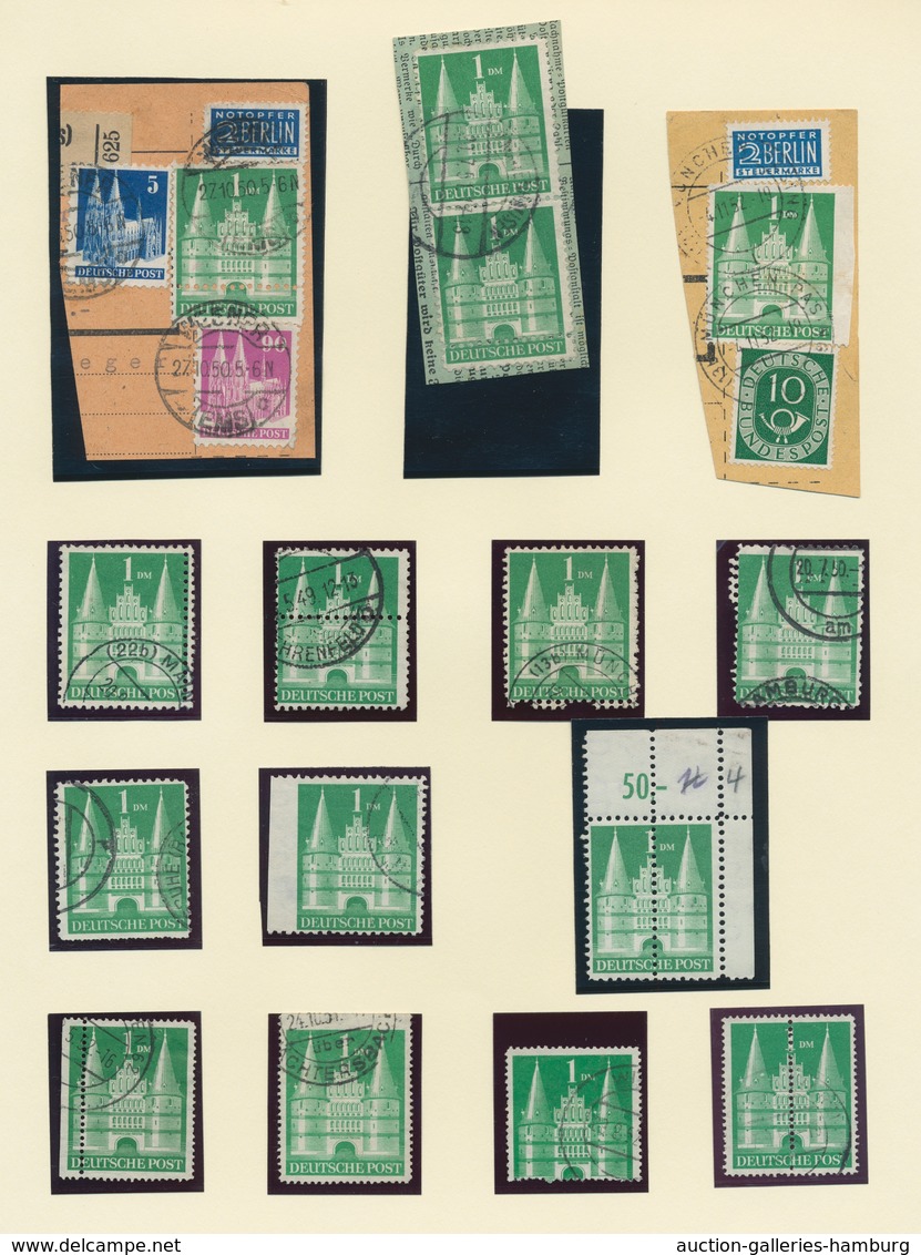 Bizone: 1948, postfrische und gestempelte Bauten-Spezialsammlung von 38 weit- und enggezähnten Werte