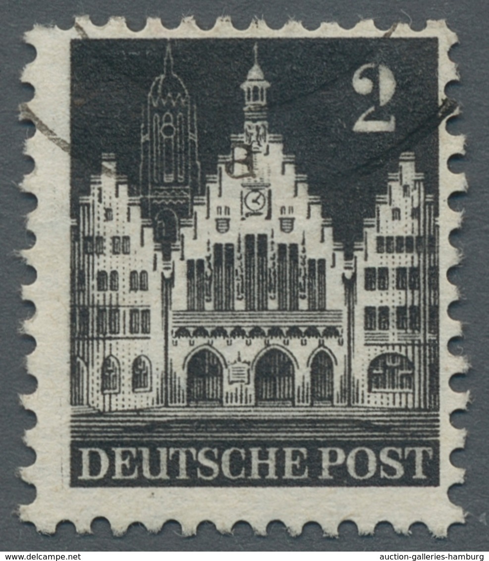 Bizone: 1948, Bauten 2 Pfennig Schwarzgrau Weitgezähnt Gestempelt Mit Dem Seltenen Wasserzeichen 1Z - Otros & Sin Clasificación