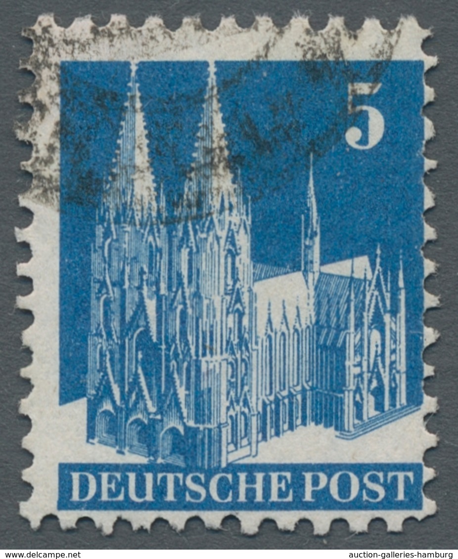 Bizone: 1948, Bauten 5 Pfennig Dunkelultramarin Weitgezähnt Gestempelt In Type I Mit Wasserzeichen 1 - Autres & Non Classés