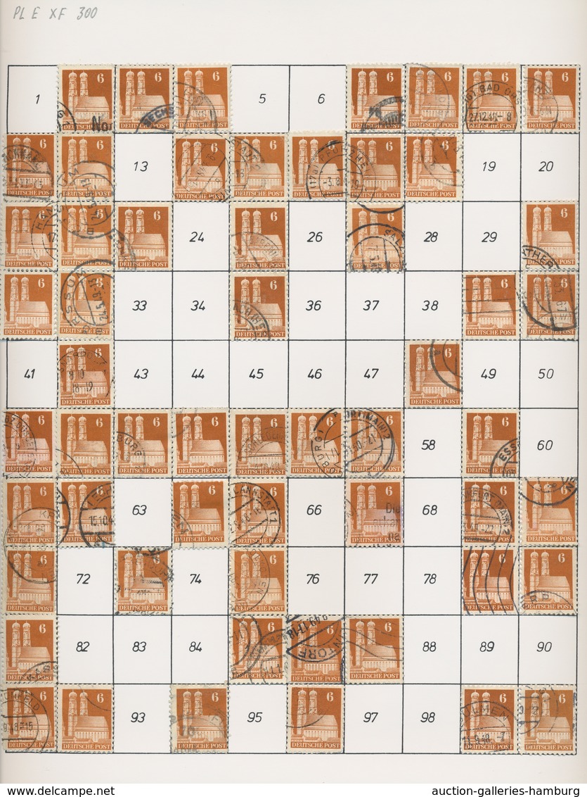 Bizone: 1948, Bauten 6 Pfennig Lebhaft- Bis Dunkelbraunorange Weitgezähnt. Partie In Einem Album Mit - Otros & Sin Clasificación