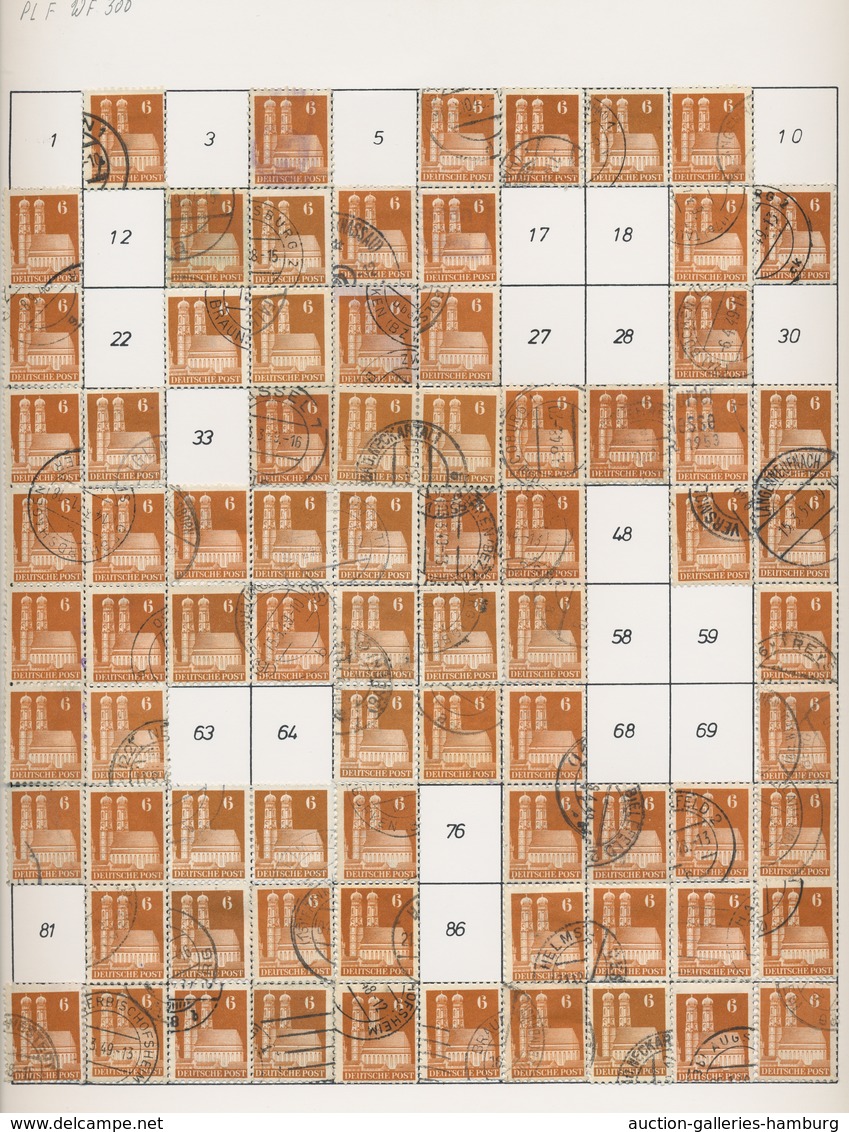 Bizone: 1948, Bauten 6 Pfennig Lebhaft- Bis Dunkelbraunorange Weitgezähnt. Partie In Einem Album Mit - Autres & Non Classés