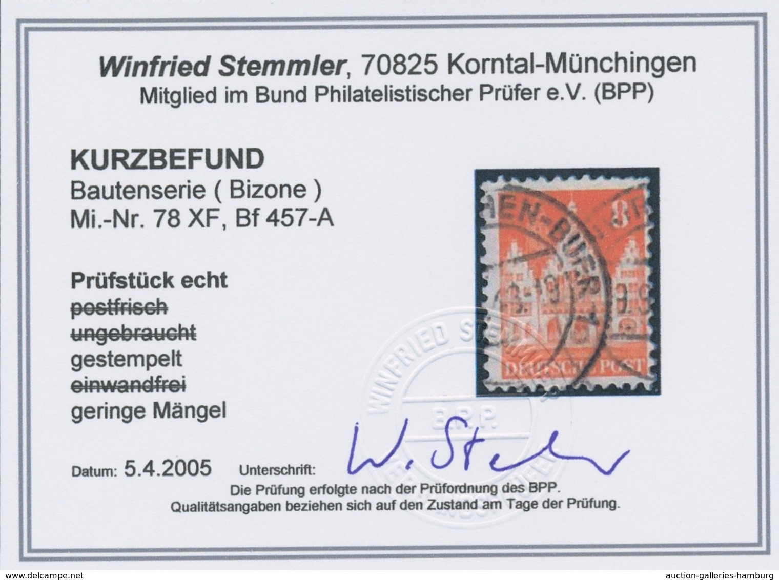 Bizone: 1948, Bauten 8 Pfennig Gelblichorange Weitgezähnt Entwertet "Gelsenkirchen-Buer 1 9.9.48" Mi - Autres & Non Classés