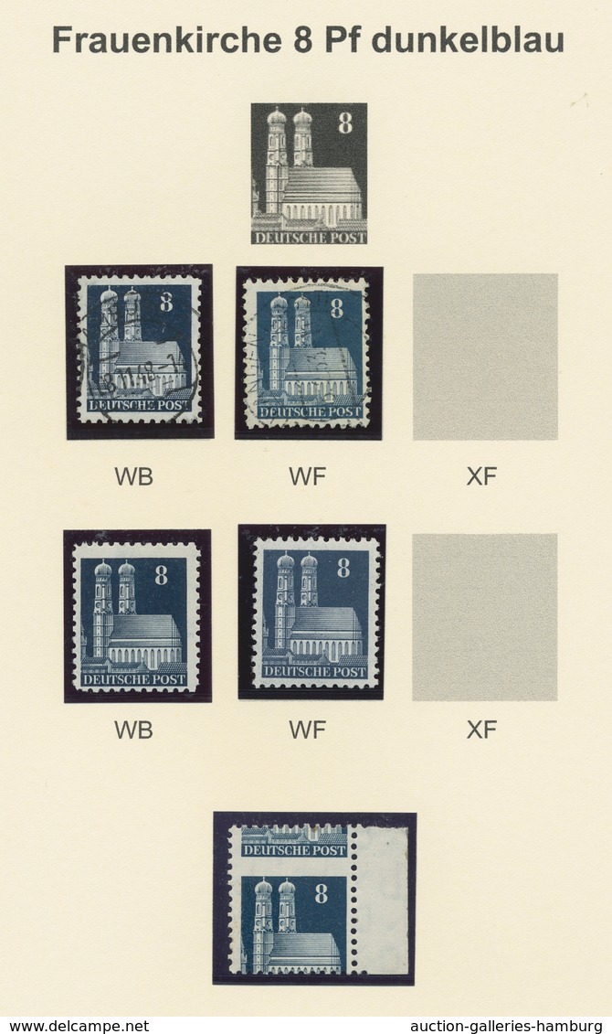 Bizone: 1948, Bauten-Spezialsammlung Von 30 Weitgezähnten Werten Der 8 Pfennig Gelblichorange Und De - Autres & Non Classés