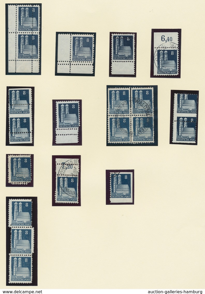 Bizone: 1948, Bauten-Spezialsammlung Von 30 Weitgezähnten Werten Der 8 Pfennig Gelblichorange Und De - Autres & Non Classés