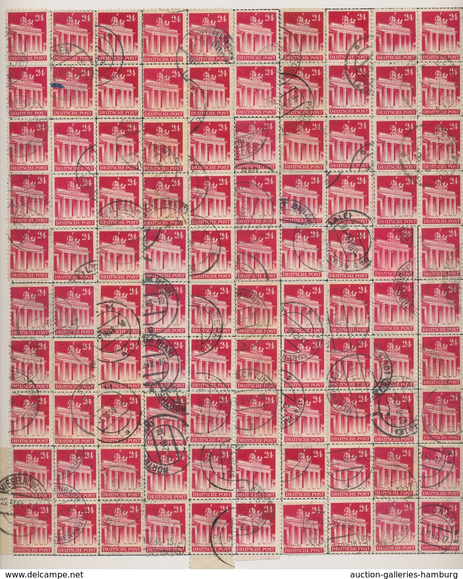 Bizone: 1948, Bauten 24 Pfennig Karminrot Weitgezähnt. Partie In Einem Album Mit Weit über 3.700 Ges - Autres & Non Classés